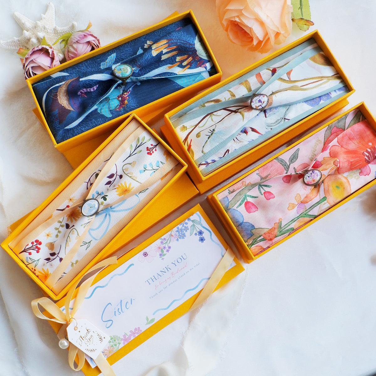 StephyDesignHK  【客製化禮物】 回禮小禮物- 絲巾感謝卡套裝禮盒