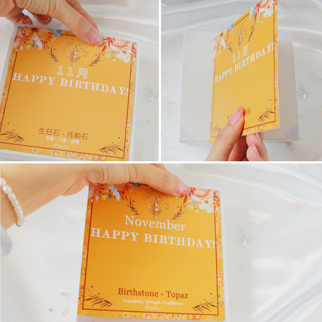 StephyDesignHK 11月生日專屬誕生月絲巾禮盒-生日鑽絲巾扣+ 絲巾禮盒套裝